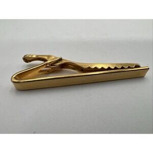 Vintage Collectible Tie Bar: Grooved Gold Tone Nice Quality